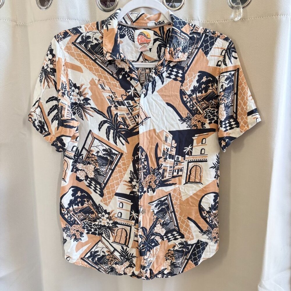 C&C California Mens Shirt Hawaiian Button Up Small Tropical Scenic Cruise 19199x